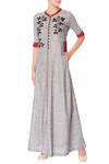 Buy_Manasi Sengupta_Grey Embroidered Maxi Dress For Women_at_Aza_Fashions