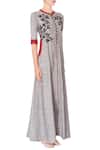 Manasi Sengupta_Grey Embroidered Maxi Dress For Women_Online_at_Aza_Fashions