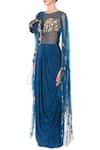Buy_Priyanka Singh_Blue Crepe Silk Embroidered Zari And Cut Dana Embellished Saree Gown For Women_Online_at_Aza_Fashions