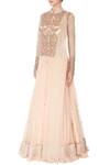 Buy_Priyanka Singh_Beige Swarovski Stone Work Anarkali  _Online_at_Aza_Fashions