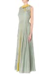 Buy_Priyanka Singh_Green Round Silk Flared Jumpsuit For Women_Online_at_Aza_Fashions