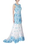 Neha Gursahani_Blue Embroidered Trail Gown _Online_at_Aza_Fashions