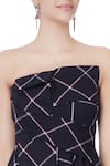 Neha Gursahani_Black Checkered Bandeau Dress _at_Aza_Fashions