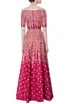 Shop_Vandana Sethi_Pink Raw Silk Embroidered Zari Carmen Neck Lehenga Set _at_Aza_Fashions