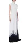 Bloni_White High Neck Gown_Online_at_Aza_Fashions