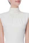 Bloni_White High Neck Gown_at_Aza_Fashions