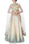 Buy_Incheetape_Off White Organza Silk Layered Shy Ivory Cape With Lehenga And Blouse _at_Aza_Fashions