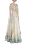 Incheetape_Off White Organza Silk Layered Shy Ivory Cape With Lehenga And Blouse _Online_at_Aza_Fashions