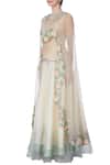 Buy_Incheetape_Off White Organza Silk Layered Shy Ivory Cape With Lehenga And Blouse _Online_at_Aza_Fashions