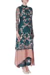 Incheetape_Blue Teal Zardozi Kurta And Palazzo Pants _Online_at_Aza_Fashions