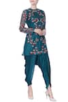 Buy_Incheetape_Blue Teal Resham And Zardozi Embroidered Kurta Set _at_Aza_Fashions