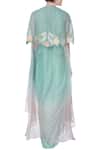 Shop_Incheetape_Blue Organza Embellished Capeopen Cape And Draped Skirt Set _at_Aza_Fashions