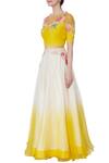 Buy_Incheetape_White Organza Embroidered Sequin And Yellow Floral Lehenga & Blouse For Women_Online_at_Aza_Fashions