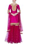 Buy_Preeti S Kapoor_Pink Embroidered Kurta Sharara Set_at_Aza_Fashions