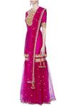 Buy_Preeti S Kapoor_Pink Embroidered Kurta Sharara Set_Online_at_Aza_Fashions