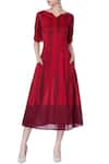 Buy_Itara_Red Flared Midi Dress For Women_at_Aza_Fashions