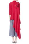 Shop_Itara_Red Asymmetric Shirt Tunic Set_at_Aza_Fashions