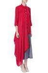 Itara_Red Asymmetric Shirt Tunic Set_Online_at_Aza_Fashions
