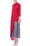 Buy_Itara_Red Asymmetric Shirt Tunic Set_Online_at_Aza_Fashions