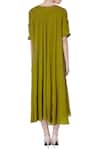 Shop_Itara_Olive Green Asymmetric Zardozi Dress_at_Aza_Fashions