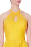 Saisha Shinde_Yellow Halter Slit Gown For Women_at_Aza_Fashions
