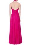 Shop_Saisha Shinde_Pink Flat Chiffon Silk Solid Halter Neck Slit Gown For Women_at_Aza_Fashions