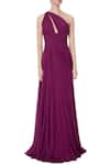 Shop_Saisha Shinde_Purple One Shoulder Gown_Online_at_Aza_Fashions