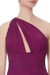 Saisha Shinde_Purple One Shoulder Gown_at_Aza_Fashions