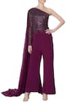 Buy_Saisha Shinde_Purple One Shoulder Draped Jumpsuit For Women_at_Aza_Fashions