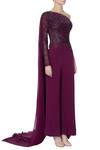 Saisha Shinde_Purple One Shoulder Draped Jumpsuit For Women_Online_at_Aza_Fashions