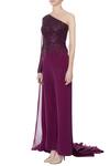 Buy_Saisha Shinde_Purple One Shoulder Draped Jumpsuit For Women_Online_at_Aza_Fashions