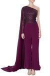 Shop_Saisha Shinde_Purple One Shoulder Draped Jumpsuit For Women_Online_at_Aza_Fashions