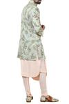 Shop_Qbik_Mint Green Sherwani With Kurta And Churidar_at_Aza_Fashions