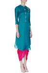Desert Shine by Sulochana Jangir_Blue Teal Embroidered Kurta And Dhoti Pants For Women_Online_at_Aza_Fashions