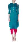 Shop_Desert Shine by Sulochana Jangir_Blue Teal Embroidered Kurta And Dhoti Pants _Online_at_Aza_Fashions