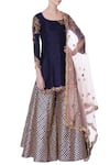 Buy_Neha Mehta Couture_Navy Blue Kurta And Gota Sharara Pants_at_Aza_Fashions