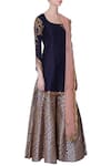 Neha Mehta Couture_Navy Blue Kurta And Gota Sharara Pants_Online_at_Aza_Fashions