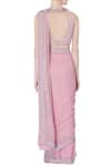 Shop_Rajat & Shraddha_Pink Georgette Embroidered Boat Rose Pre-draped Saree With Blouse  _at_Aza_Fashions