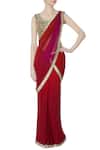 Rajat & Shraddha_Maroon Pre-draped Sequin Saree With Blouse For Women_Online_at_Aza_Fashions