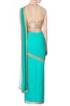 Shop_Rajat & Shraddha_Green Chiffon Embroidered Sequin Sea Pre-draped Saree With Blouse  _at_Aza_Fashions