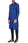 Buy_Dhruv Vaish_Royal Blue Modal Satin Printed Kurta Set_at_Aza_Fashions