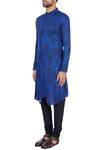 Buy_Dhruv Vaish_Royal Blue Modal Satin Printed Kurta Set_Online_at_Aza_Fashions