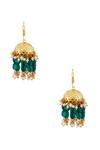 Buy_Just Shradhas_Green Pearls, Beads Kundan Earrings _at_Aza_Fashions