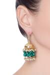 Shop_Just Shradhas_Green Pearls, Beads Kundan Earrings _at_Aza_Fashions