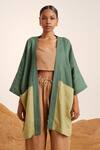 Buy_Cord_Green June Linen Cape_Online_at_Aza_Fashions