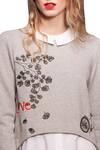 Shahin Mannan_Grey Fleece Embroidered Sweatshirt With Shirt_Online_at_Aza_Fashions
