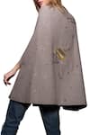 Shahin Mannan_Grey Cotton Wool Embroidered Cape_Online_at_Aza_Fashions