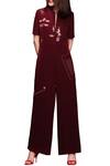 Shahin Mannan_Maroon Embroidered Jumpsuit For Women_Online_at_Aza_Fashions