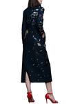 Shop_Shahin Mannan_Blue Navy Embroidered Midi Dress For Women_at_Aza_Fashions