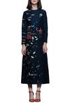 Shahin Mannan_Blue Navy Embroidered Midi Dress For Women_Online_at_Aza_Fashions